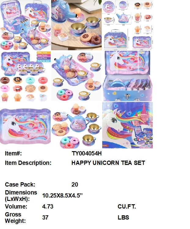10.25X8.5X4.5"HAPPY UNICORN TEA SERVING CARRY CAS