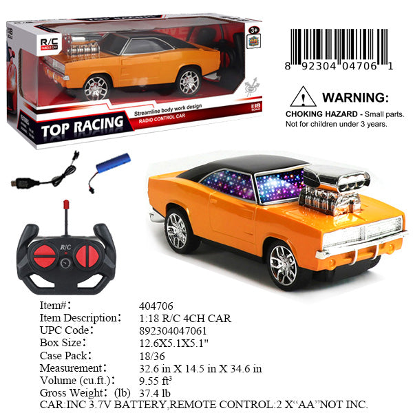 12.6X5.1X5.1"1:18 4CH RC VINTAGE SPORT CAR