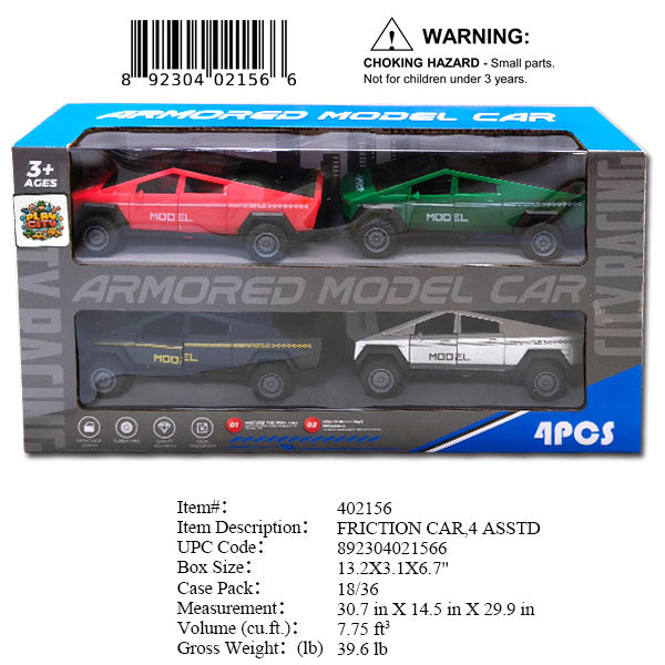 13.2X3.1X6.7"4PC CITY TRUCK SET