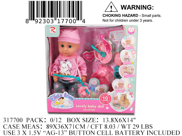 13.8X6X14"14"IC BABY DOLL PLAY SET WBX
