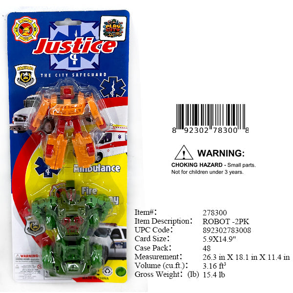15X6"2PC ACTION CAR ROBOT