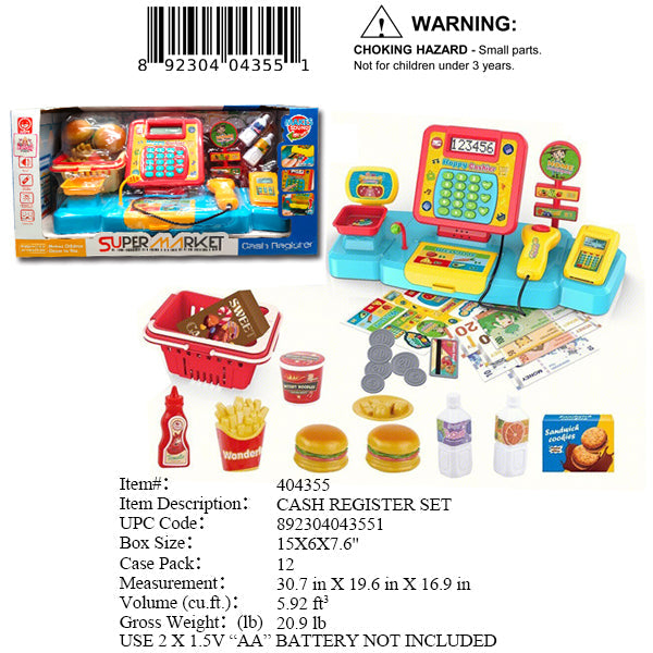 15X6X7.6"CASH REGISTER TOY SET