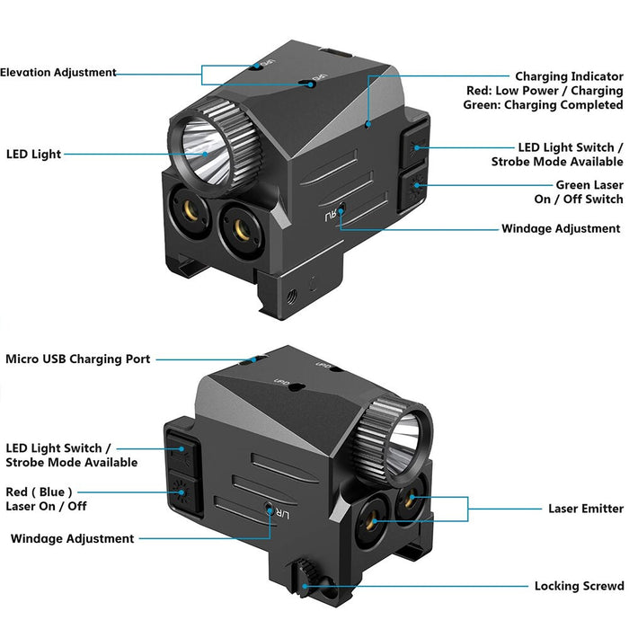 500 Lumens Tactical Gun Light Red Green Laser Airsoft