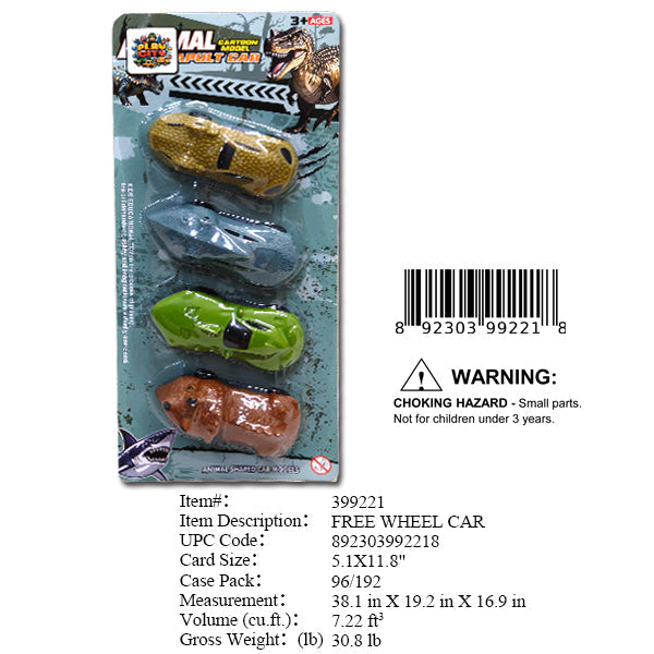 5.1X11.8"4PC F/W DINOSAUR CAR