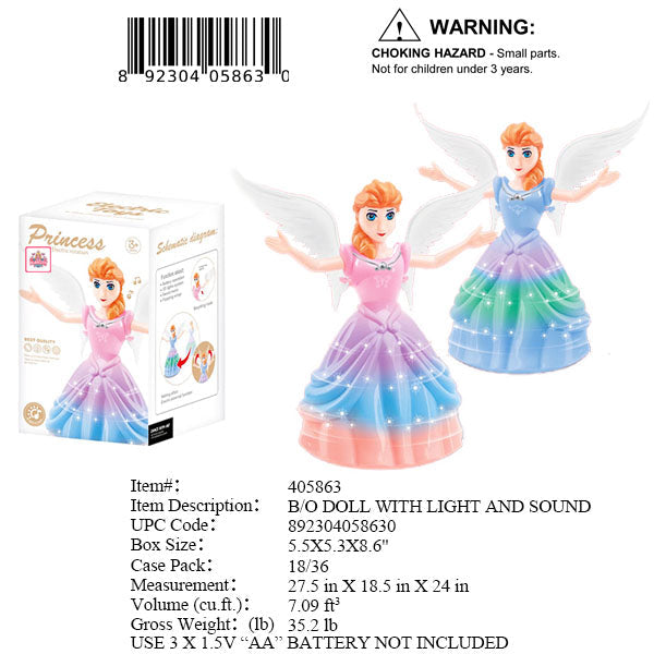 5.5X5.3X8.6"B/O BUMPNGO DANCING ANGEL PRINCESS