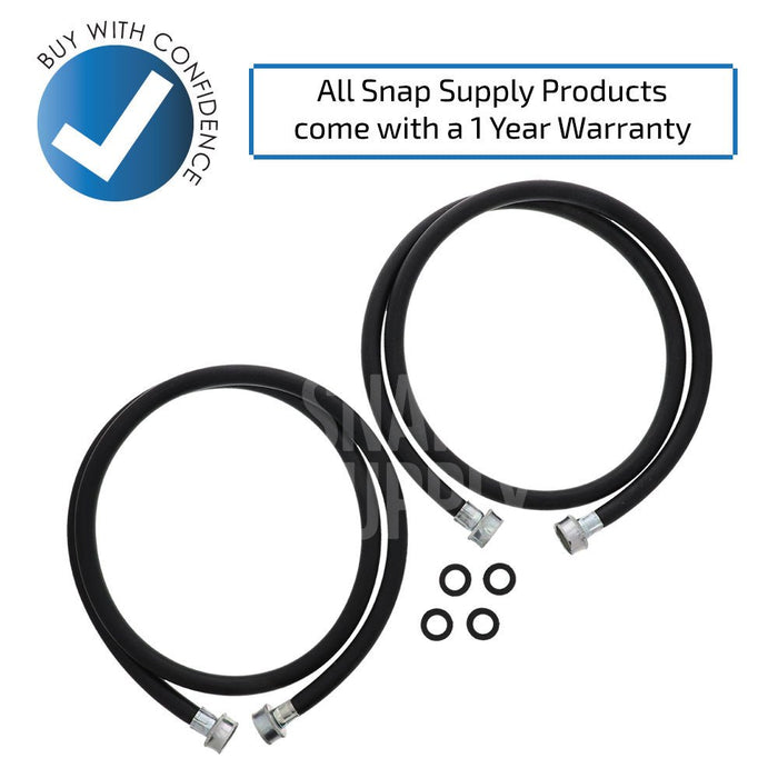 8212641RP 5-Feet Black Rubber Washer Inlet Hose (2 Pack) for Whirlpool - Snap Supply--Inlet Hose-Laundry-Laundry Other