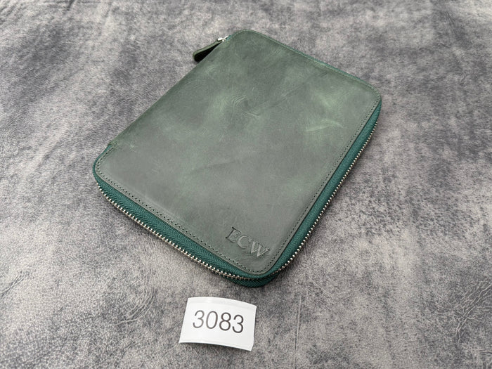 SECONDS Leather Zippered 10 Slots Pen Case with A5 Notebook Holder - 3083