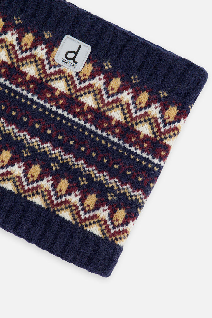 Baby Winter Knit Neckwarmer Blue And Red Jacquard-3