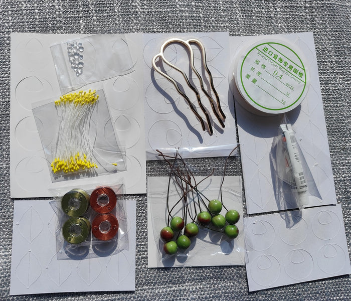 Camellia Series Hair Comb Chanhua Materials Flowers DIY Kit - Include Detailed Video Tutorial