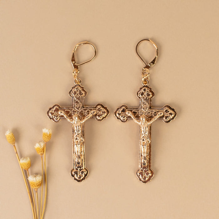 DEANN - Cross Earrings - Gold