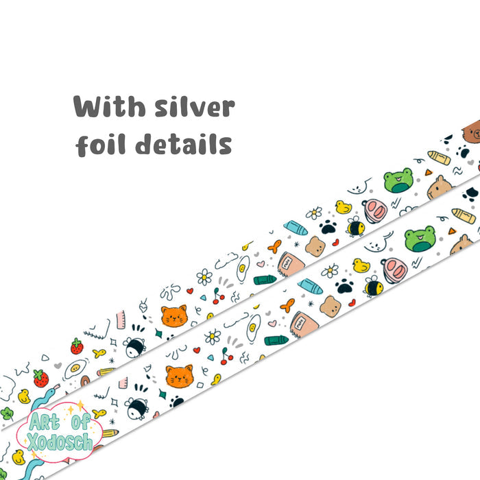 doodle silver foil washi tape