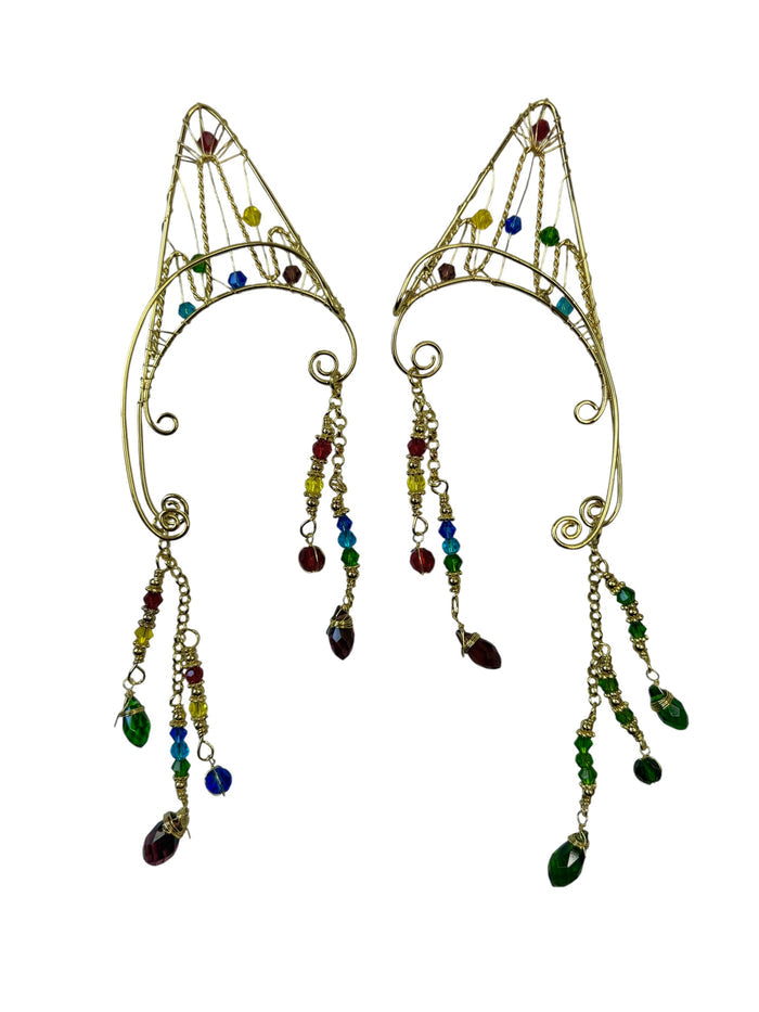 Elven Ear Wrap Earrings Colorful Beads Fantasy Elf Ear Jewelry