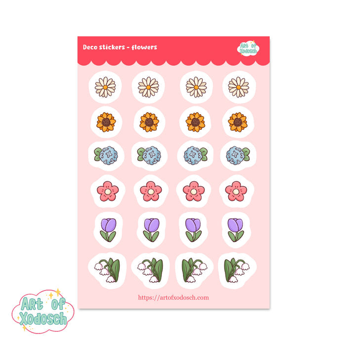 flowers kawaii deco sticker sheet