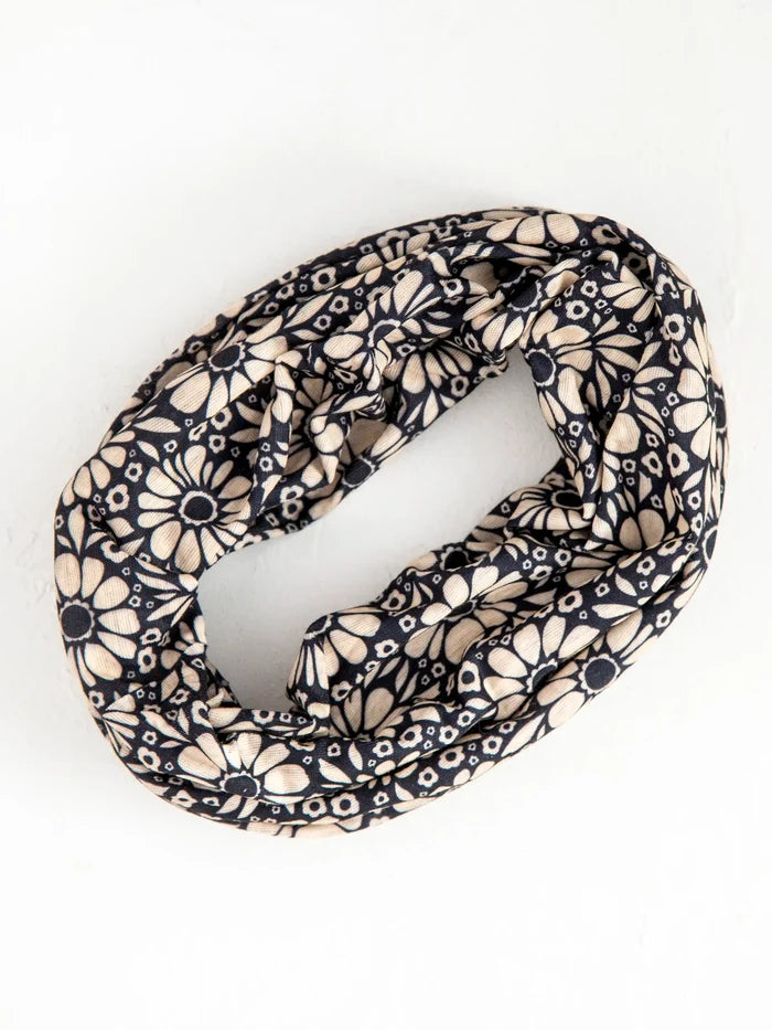 Full Boho Bandeau® Headband - Black White Daisies-view 6