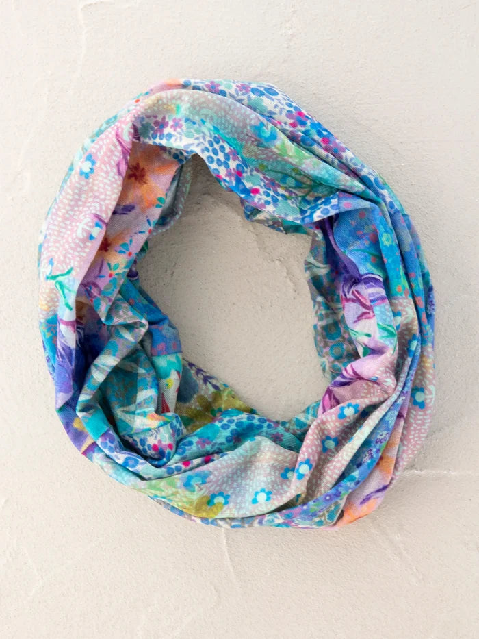 Full Boho Bandeau® Headband - Blue Watercolor Patchwork-view 4