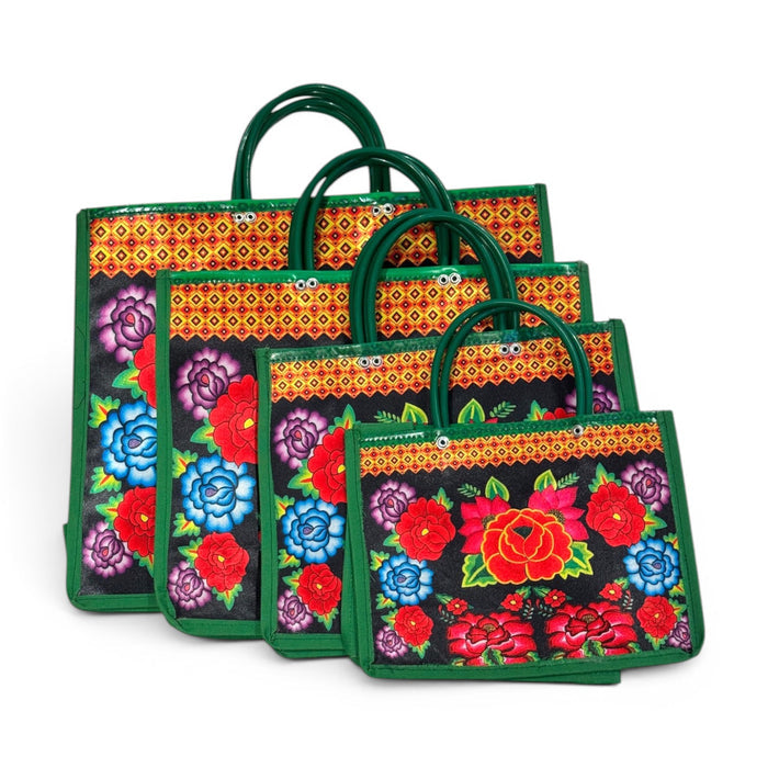 Green Floral Shopping Bag