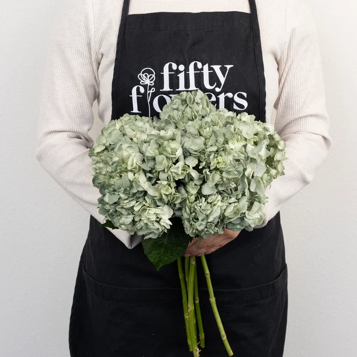Jade Airbrushed Hydrangea Flower Apron - Image