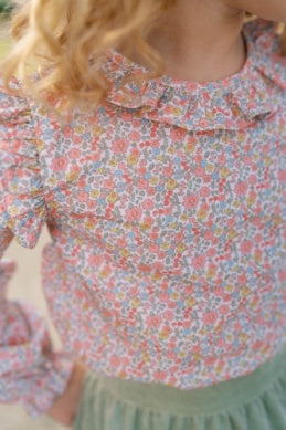 Lullaby Set - AUTUMN GARDEN WITH WHITE PICOT TRIM - floral shirt