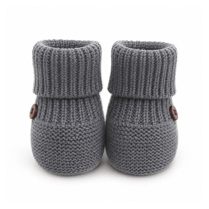 Milan Heather Knit Newborn Baby Booties, Charcoal Heather - Back