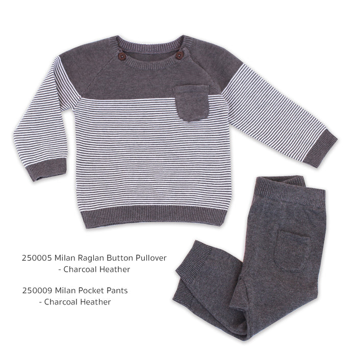 Milan Organic Cotton Heather Knit Raglan Pullover and Pants for Babies by Viverano