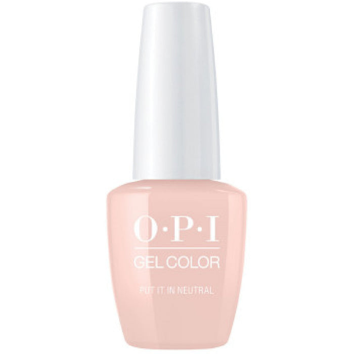OPI Gel Color - Put It in Neutral reach for the gear shift with this soft beige pink nail polish shade.