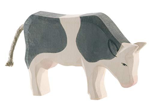 Ostheimer Cow Eating Black & White - wood, natural Wooden Figures for open-ended play - Title: Default Title