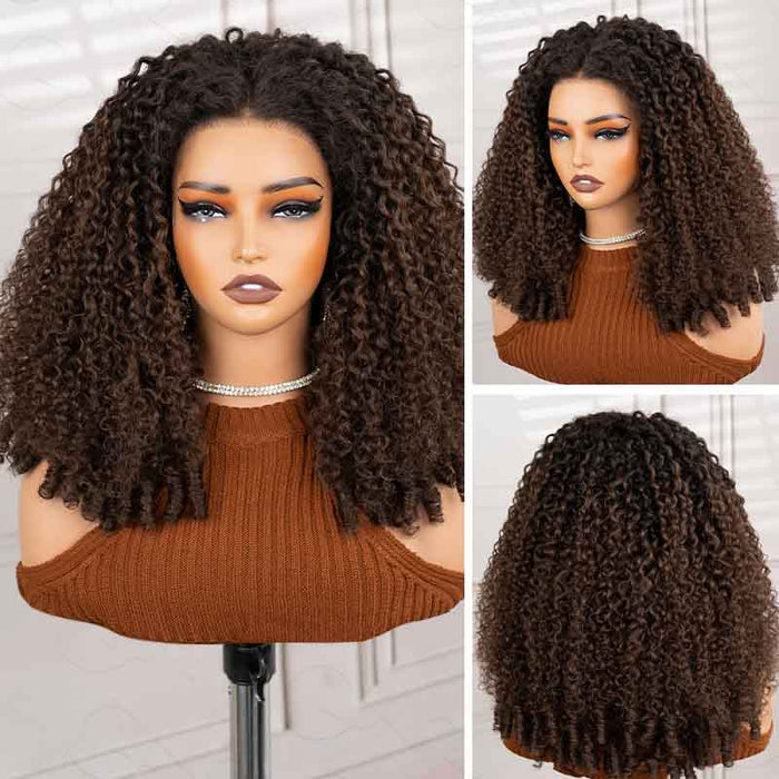 qvr dark brown colored burmese curly wigs human hair wigs
