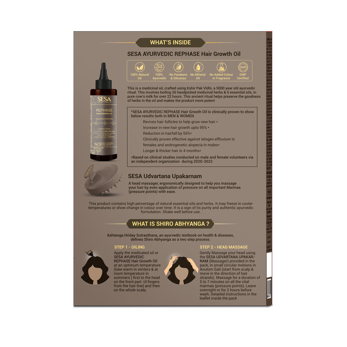Rephase 2 Step Hair Growth Kit (Oil + Massager)