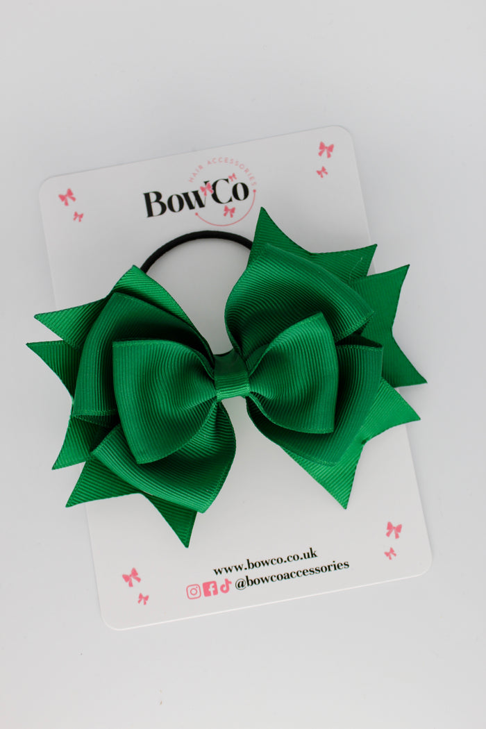 School Bow Forest Green - Layer Bow - Elastic