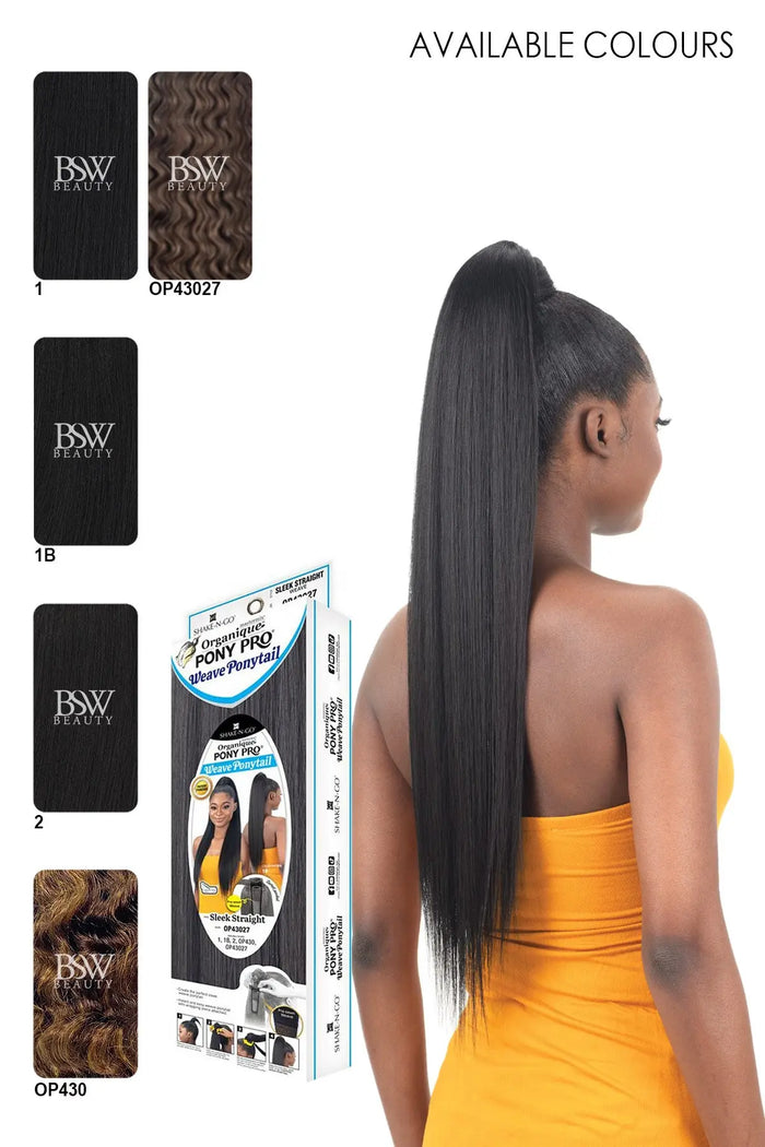 SHAKE N GO ORGANIQUE PONY PRO WEAVE PONYTAIL - SLEEK STRAIGHT WEAVE - BSW BEAUTY CANADA