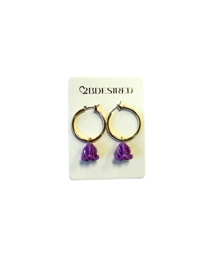 Small Crown Flower Hoop Earrings