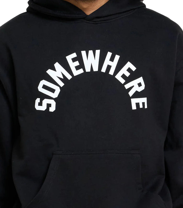 SOMEWHERE Arch Logo Hoodie Black