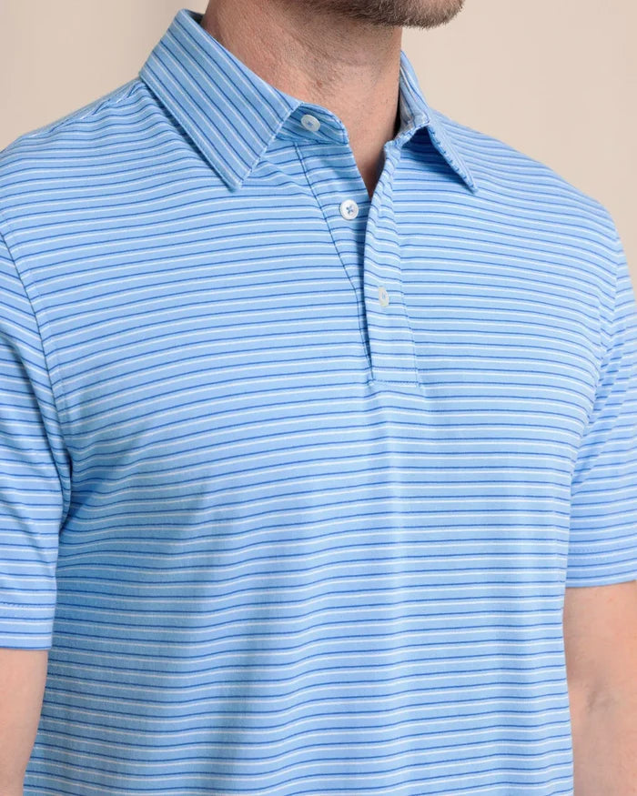 The Seaport Kinston Stripe Polo (Boat Blue)