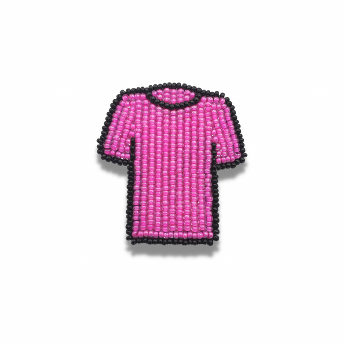 TRIBAL ROOTS Beaded Brooch Pink Shirt