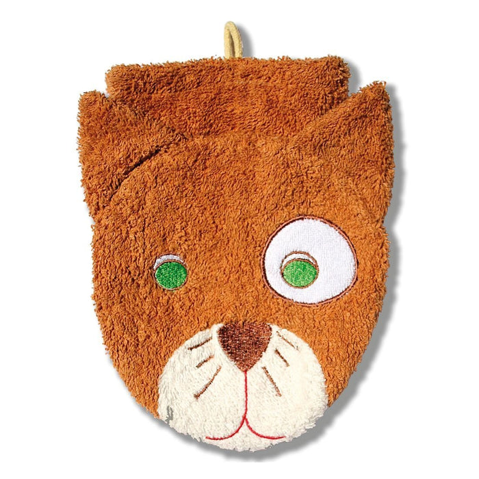 Washcloth Puppet Mitt - Cat - cotton Bath Toys for open-ended play - Size: Child Size