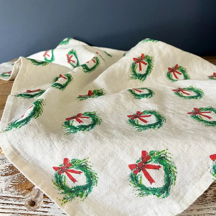 Wreath Linen Tea Towel