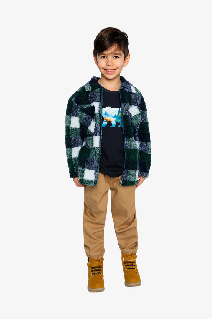 Zipped Overshirt Blue And Green Checks-4
