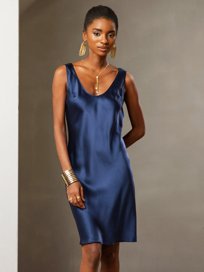 [Dark Blue] SilkSilky  Sleeveless Dress 001