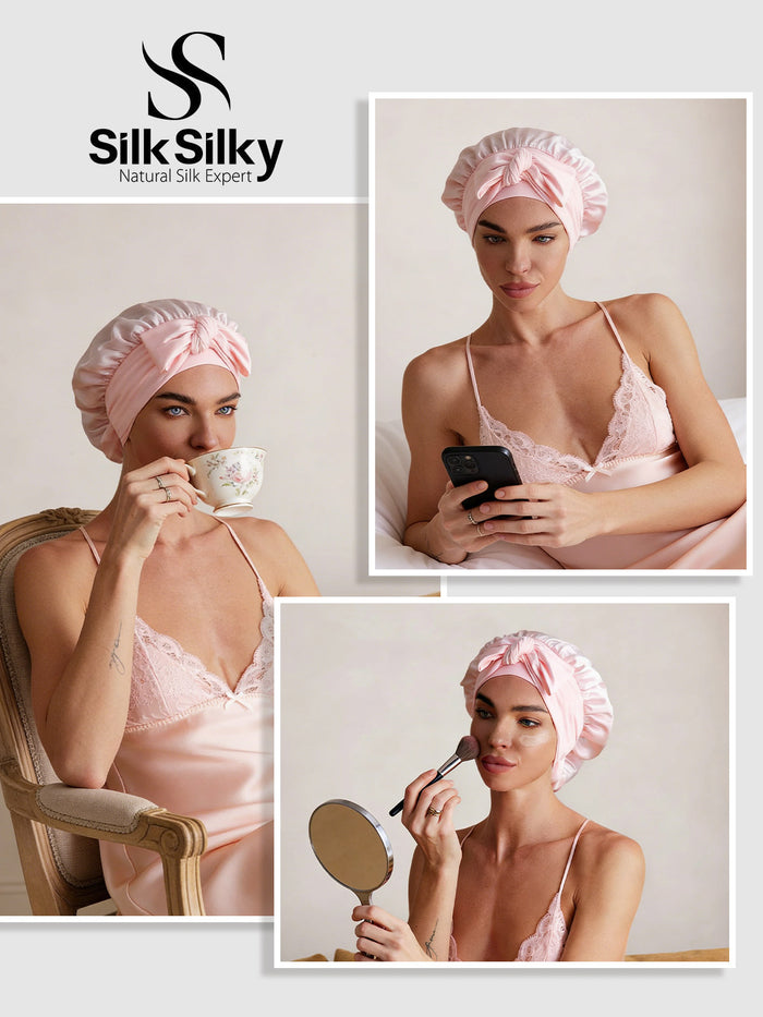 [Light Pink] SilkSilky  Sleep Cap 006