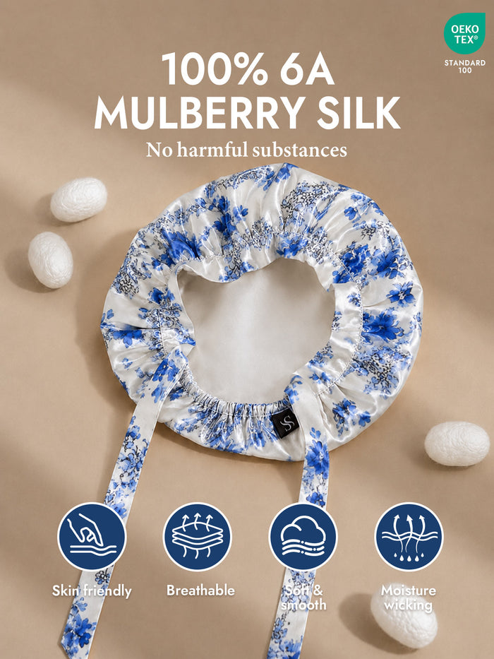 [Blue and White Porcelain] SilkSilky  Sleep Cap 002