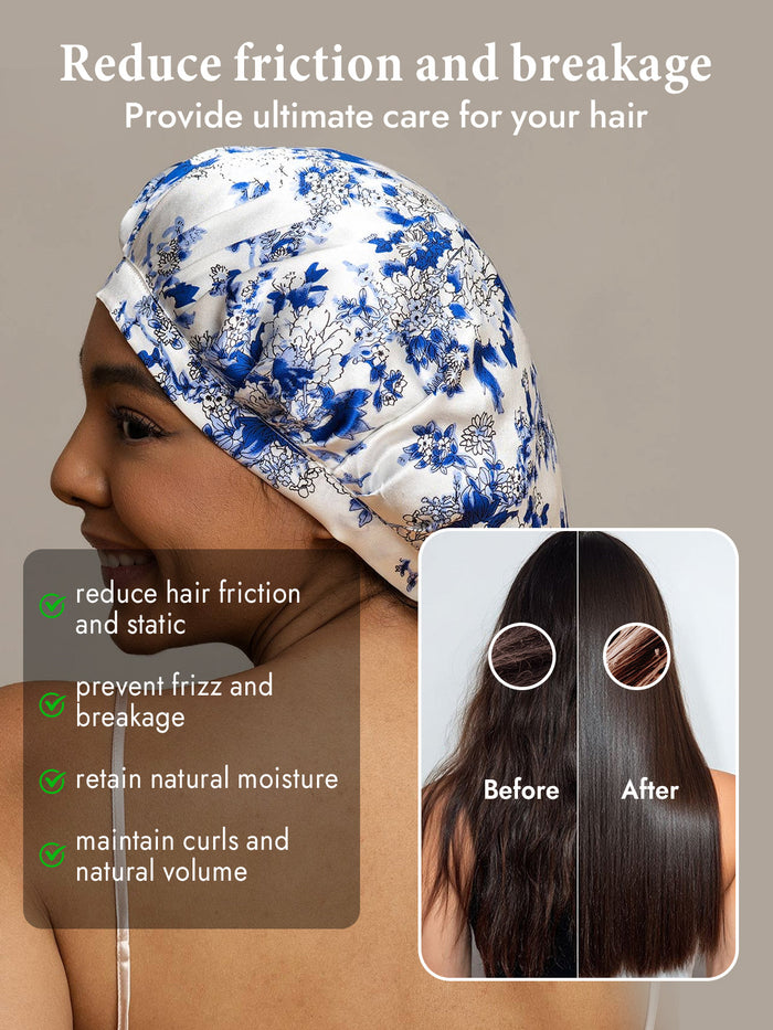 [Blue and White Porcelain] SilkSilky  Sleep Cap 004