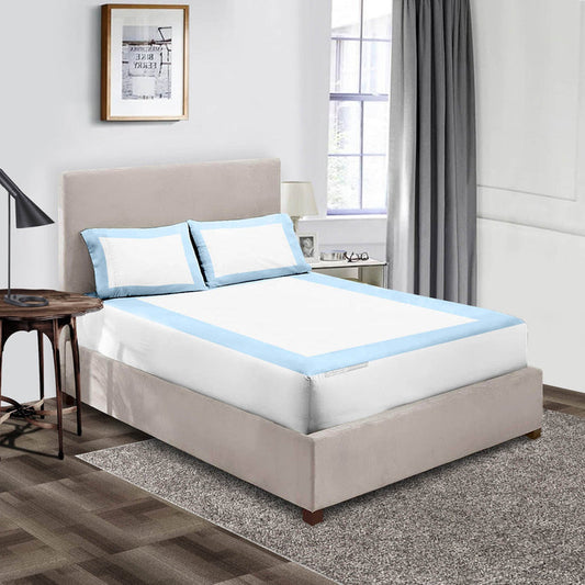 1000 TC Light blue- white two tone fitted sheets