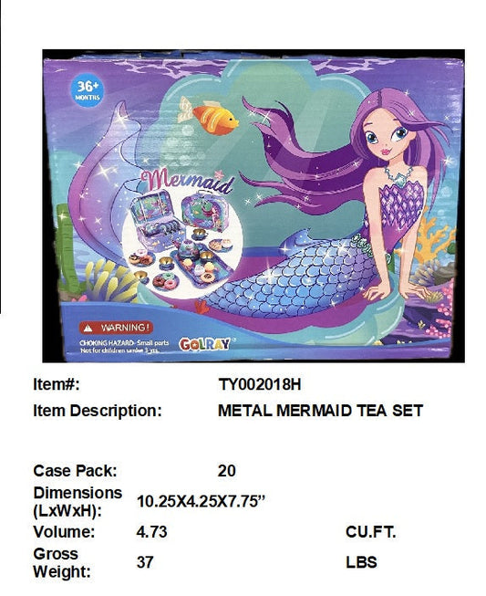 10.25X4.25X7.75"METAL MERMAID TEA SET