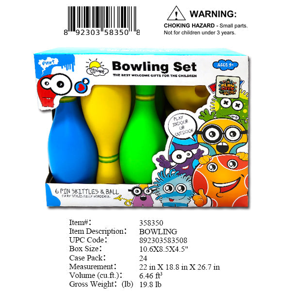 10.6X8.5X4.5"BOWLING SET 6PIN +2BALLS