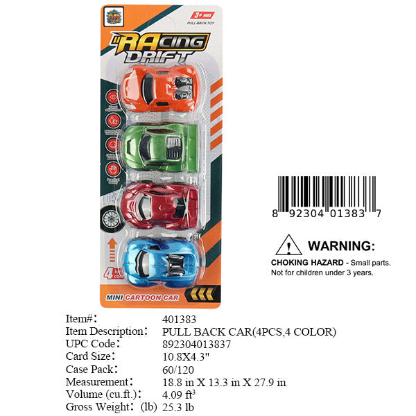 10.8X4.3"4PC P/B SPORT RACE CAR
