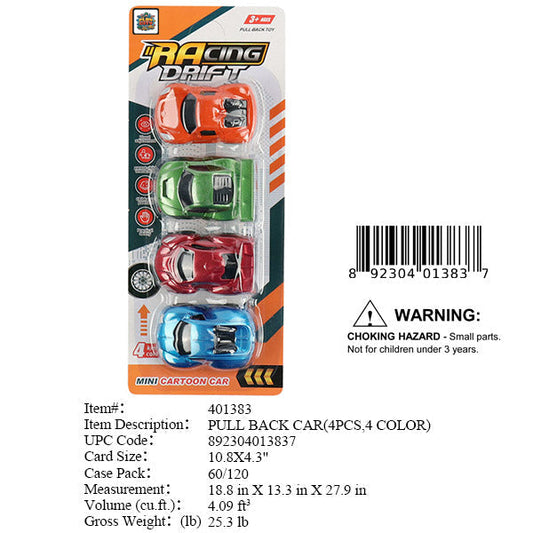 10.8X4.3"4PC P/B SPORT RACE CAR