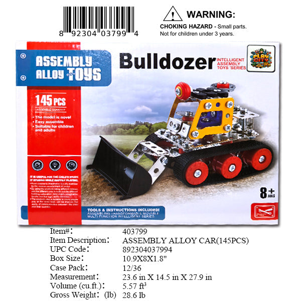 10.9X8X1.8"145PC DIY METAL BULLDOZER MODEL SET