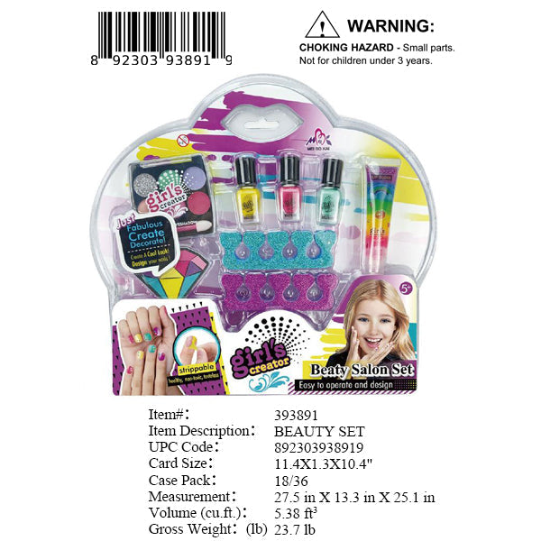 11.4X1.3X10.4"GIRLS MAKE UP BEAUTY SALON SET