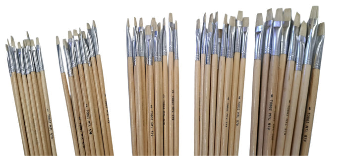 12 pcs Artist Brushes Pure Bristle Bright for Oil and Acrylic