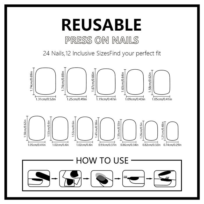 12 sizes/24 pcs press on nail